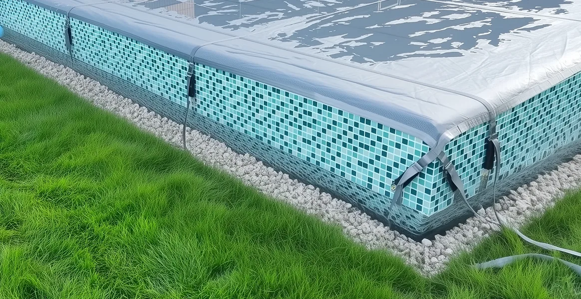 Покрывало для бассейна под снегом — защита зимой в Сарове